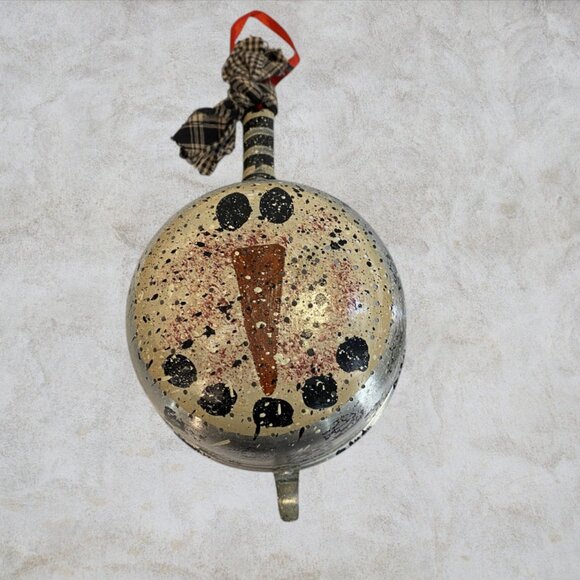 HANDMADE -- Christmas Snowmen, Hand Painted VINTAGE Kitchen Colanders, 1 Sm/1 Lg - Picture 4 of 7